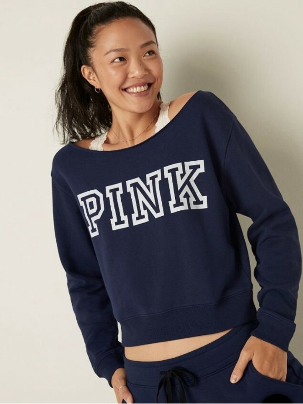 PINK Victoria’s Secret Everyday Lounge off Shoulder Crew